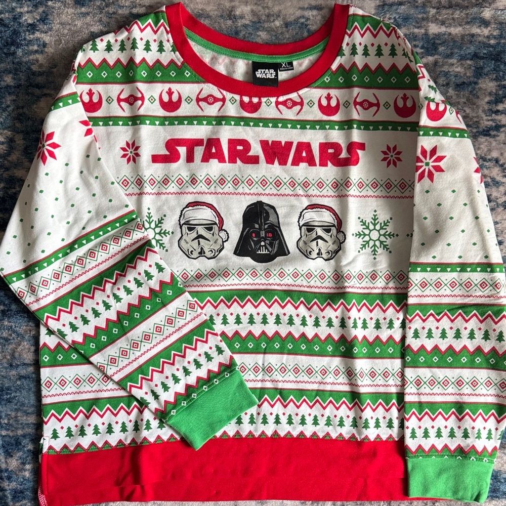 Star Wars Festive Sweater with Red, Green, and White